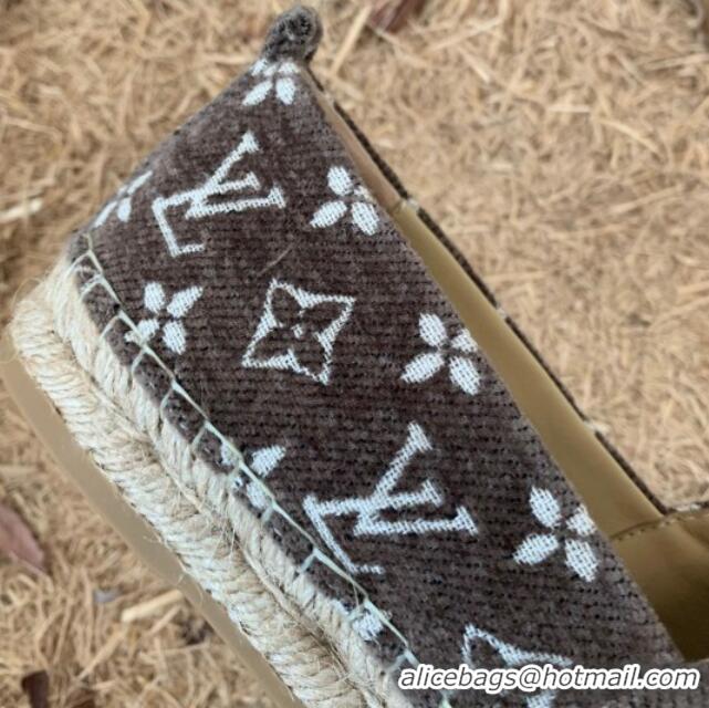 Good Quality Louis Vuitton Monogram Velvet Flat Espadrilles 112474 Grey