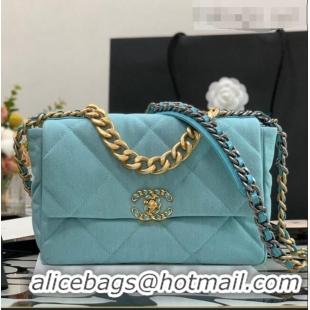 Famous Brand Chanel 19 Denim Large Flap Bag AS1161 Blue 2021