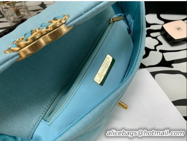 Famous Brand Chanel 19 Denim Large Flap Bag AS1161 Blue 2021