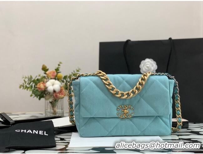 Famous Brand Chanel 19 Denim Large Flap Bag AS1161 Blue 2021