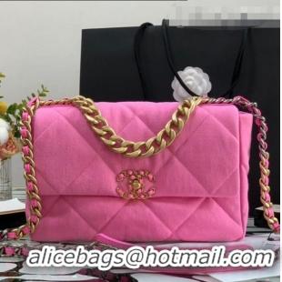 Unique Grade Chanel 19 Denim Large Flap Bag AS1161 Pink 2021