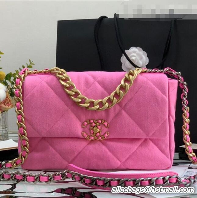 Unique Grade Chanel 19 Denim Large Flap Bag AS1161 Pink 2021