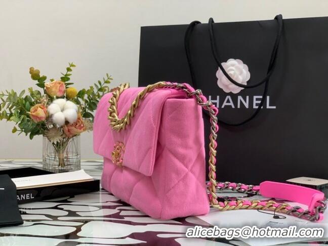 Unique Grade Chanel 19 Denim Large Flap Bag AS1161 Pink 2021