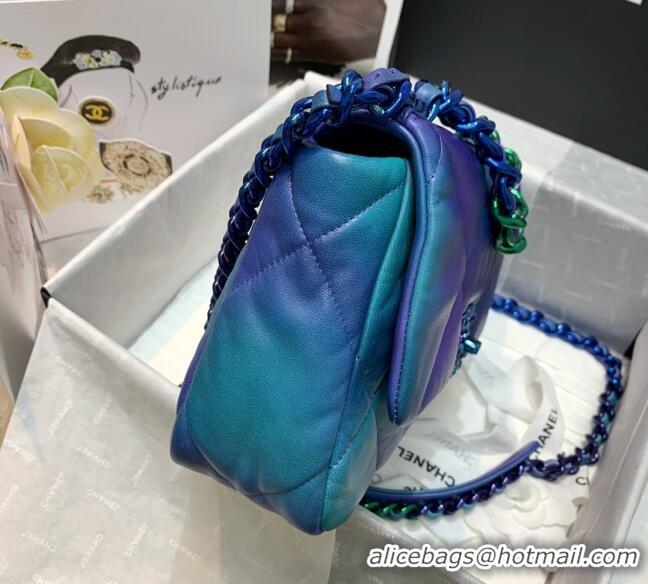 Good Product Chanel 19 Tie and Dye Calfskin Small Flap Bag AS1160 Blue/Purple 2021