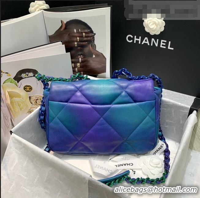 Good Product Chanel 19 Tie and Dye Calfskin Small Flap Bag AS1160 Blue/Purple 2021