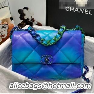 Buy Cheap Chanel 19 Tie and Dye Calfskin Large Flap Bag AS1161 Blue/Purple 2021