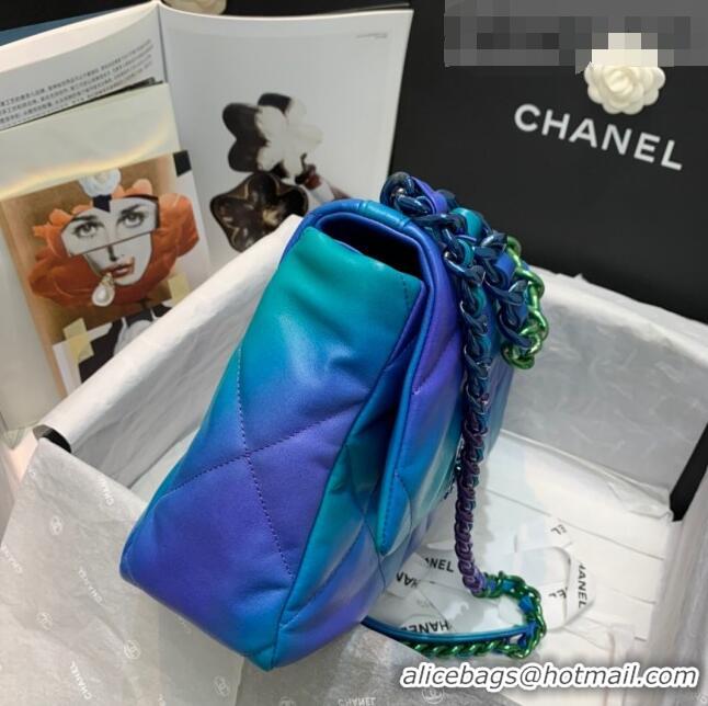 Buy Cheap Chanel 19 Tie and Dye Calfskin Large Flap Bag AS1161 Blue/Purple 2021