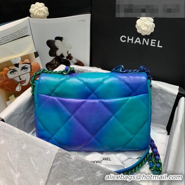 Buy Cheap Chanel 19 Tie and Dye Calfskin Large Flap Bag AS1161 Blue/Purple 2021