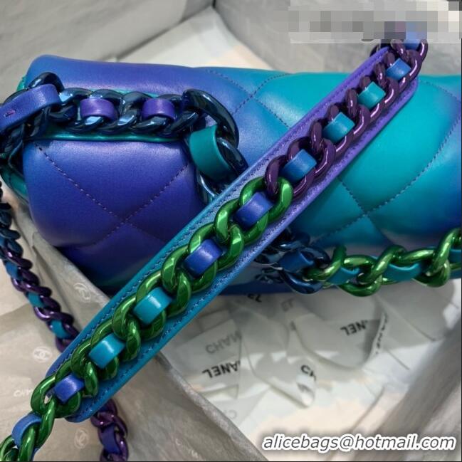 Buy Cheap Chanel 19 Tie and Dye Calfskin Large Flap Bag AS1161 Blue/Purple 2021