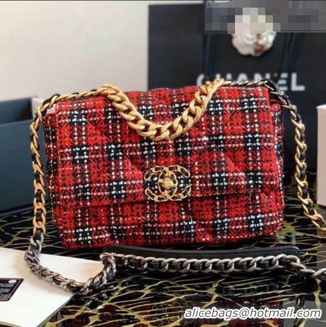 Super Quality Chanel 19 Tweed Flap Bag AS0911 Red 2020