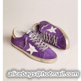 ​Promotional Golden Goose GGDB Purple Suede Super-Star Sneakers With Gold Heel Tab GB0381