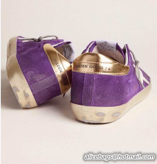 ​Promotional Golden Goose GGDB Purple Suede Super-Star Sneakers With Gold Heel Tab GB0381