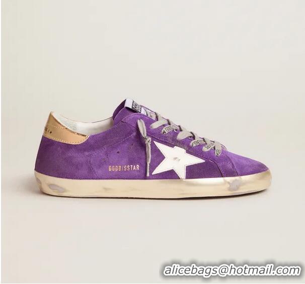 ​Promotional Golden Goose GGDB Purple Suede Super-Star Sneakers With Gold Heel Tab GB0381