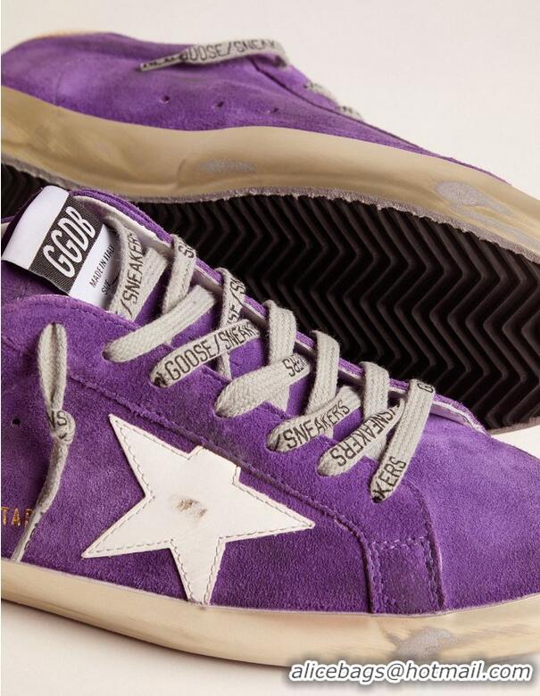 ​Promotional Golden Goose GGDB Purple Suede Super-Star Sneakers With Gold Heel Tab GB0381