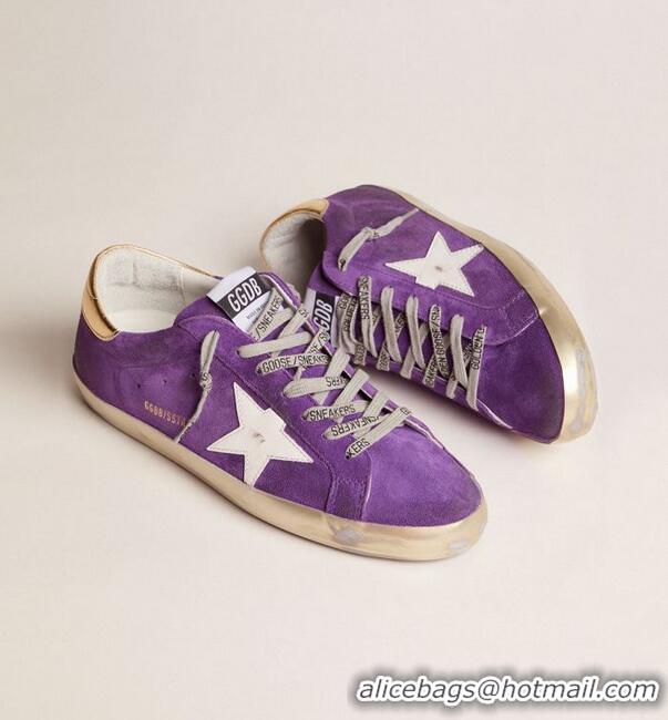 ​Promotional Golden Goose GGDB Purple Suede Super-Star Sneakers With Gold Heel Tab GB0381