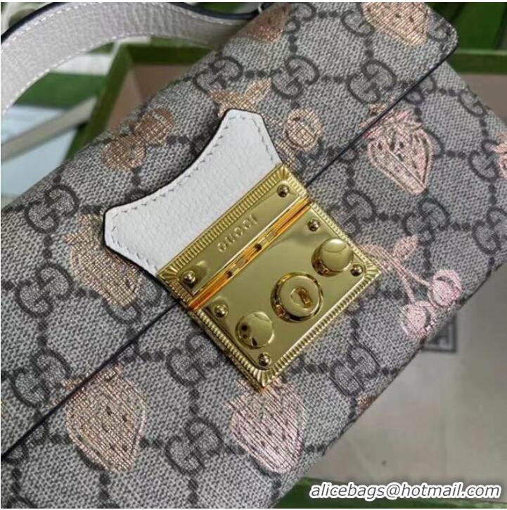 Promotional Gucci Padlock berry print mini bag 652683 White