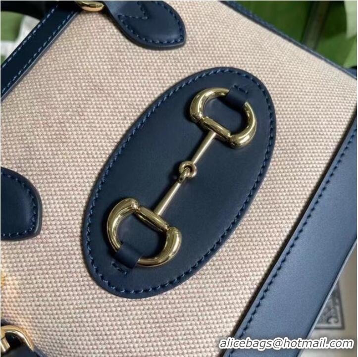 Promotional Gucci Horsebit 1955 mini top handle bag 640716 fabric&blue