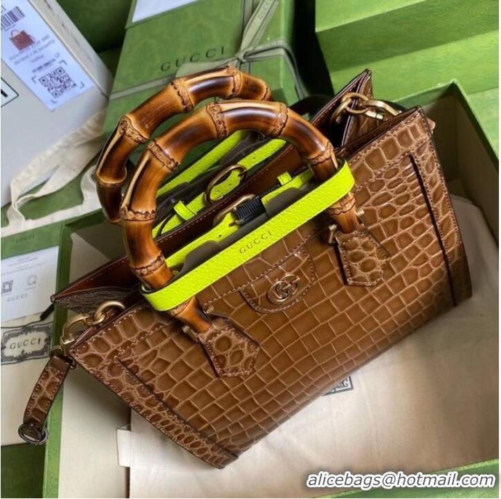 Buy Discount Gucci Diana small crocodile tote bag 660195 Brown