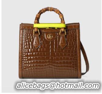 Buy Discount Gucci Diana small crocodile tote bag 660195 Brown