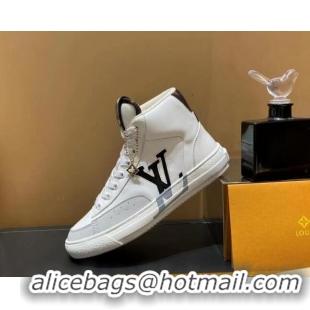 Best Luxury Louis Vuitton Charlie Calfskin Sneakers Boots 112480 White/Grey