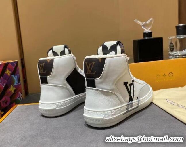 Best Luxury Louis Vuitton Charlie Calfskin Sneakers Boots 112480 White/Grey