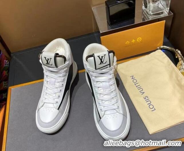 Best Luxury Louis Vuitton Charlie Calfskin Sneakers Boots 112480 White/Grey