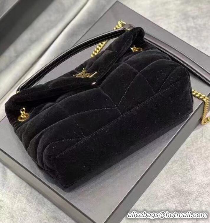 Most Popular Yves Saint Laurent PUFFER SMALL BAG IN VELVET AND LAMBSKIN 747627 black