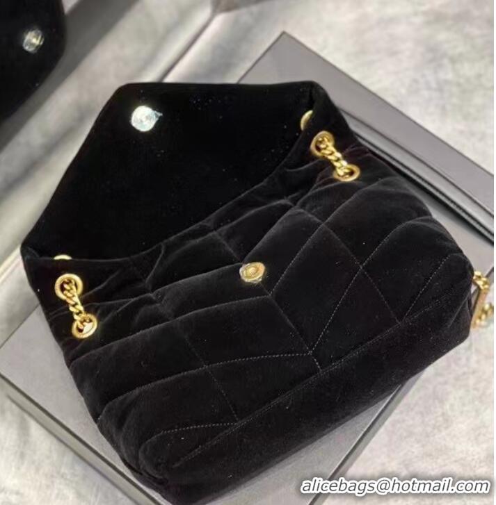 Most Popular Yves Saint Laurent PUFFER SMALL BAG IN VELVET AND LAMBSKIN 747627 black