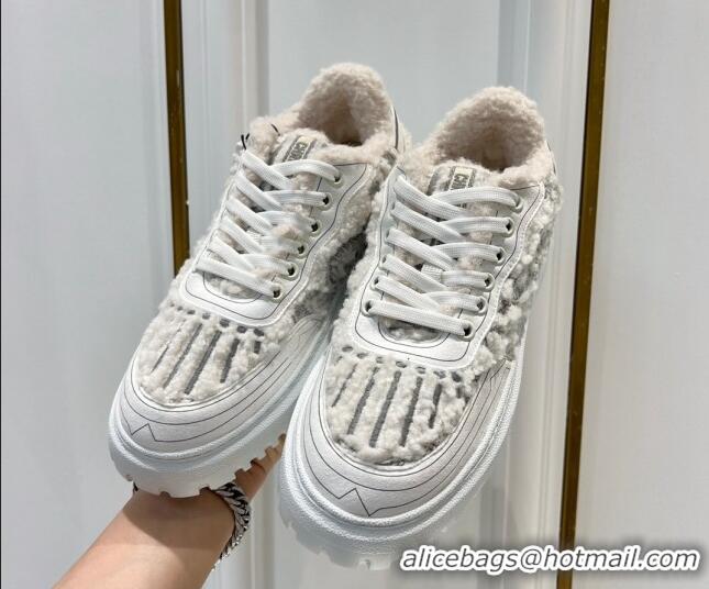 Top Quality Dior Addict Sneakers in Grey Toile de Jouy Embroidered Shearling 111544