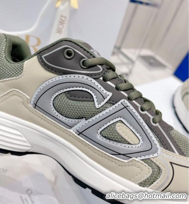 Best Luxury Dior B30 Sneakers in Mesh and Technical Fabric 111546 Olive Green/Grey