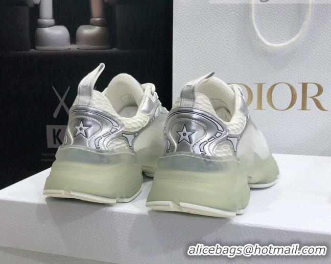 Good Quality Dior Vibe Sneakers in White Mesh and Silver-Tone Leather  111552