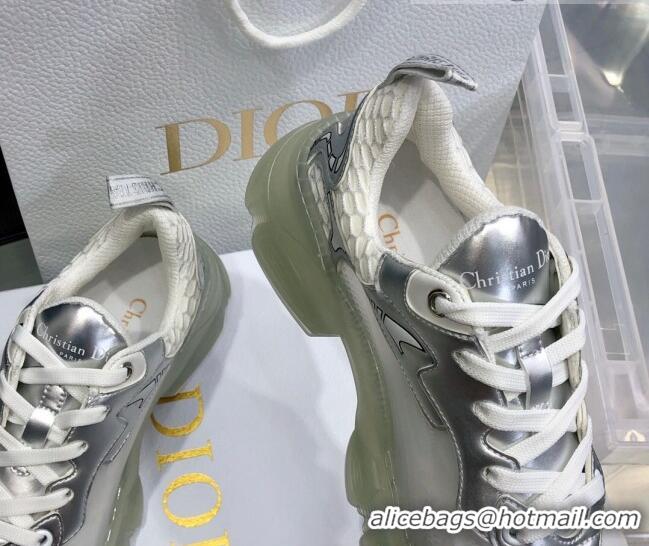 Good Quality Dior Vibe Sneakers in White Mesh and Silver-Tone Leather  111552