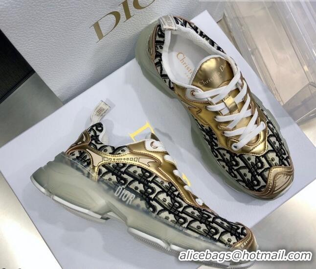 Unique Grade Dior Vibe Sneakers in Oblique Mesh and Gold-Tone Leather 111553