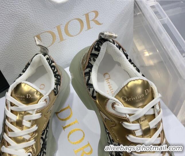 Unique Grade Dior Vibe Sneakers in Oblique Mesh and Gold-Tone Leather 111553