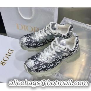 New Fashion Dior Vibe Sneakers in Oblique Mesh and Silver-Tone Leather 111554