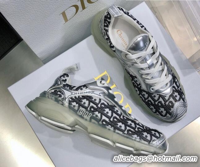 New Fashion Dior Vibe Sneakers in Oblique Mesh and Silver-Tone Leather 111554