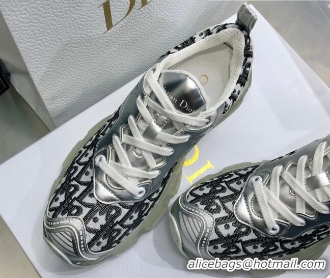 New Fashion Dior Vibe Sneakers in Oblique Mesh and Silver-Tone Leather 111554