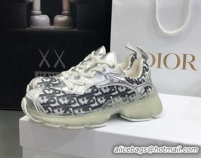 New Fashion Dior Vibe Sneakers in Oblique Mesh and Silver-Tone Leather 111554