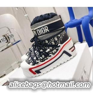 Best Price Dior Dioralps Snow Ankle Short Boots in Deep Blue Oblique Shiny Nylon 111555