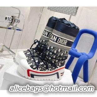 Famous Dior Dioralps Snow Short Boots in Deep Blue Oblique Shiny Nylon 111556