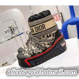 Stylish Dior Dioralps Snow Ankle Short Boots in Beige Multicolor Mizza Shiny Nylon 111557