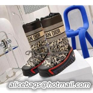 Most Popular Dior Dioralps Snow Short Boots in Beige Multicolor Mizza Shiny Nylon 111558