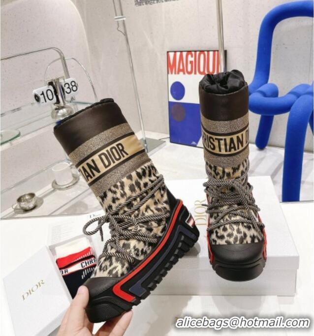 Most Popular Dior Dioralps Snow Short Boots in Beige Multicolor Mizza Shiny Nylon 111558