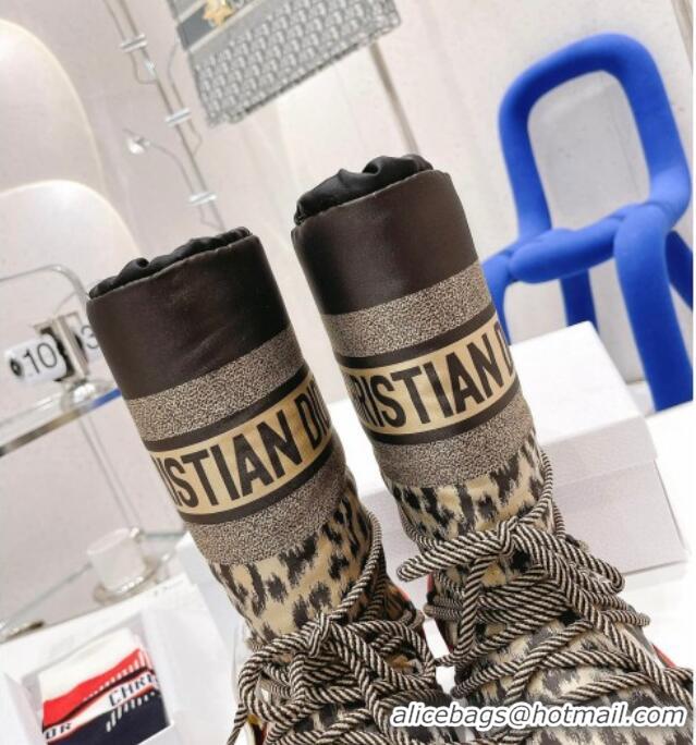 Most Popular Dior Dioralps Snow Short Boots in Beige Multicolor Mizza Shiny Nylon 111558