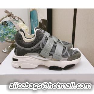 Classic Practical Dior D-Wander Sneakers in Grey Camouflage Technical Fabric 111562