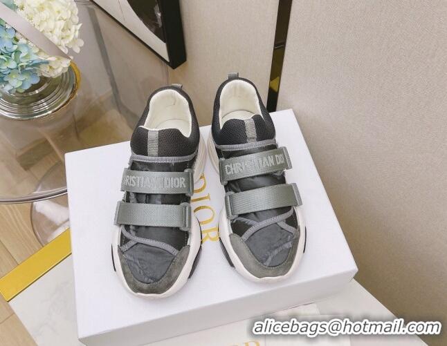 Classic Practical Dior D-Wander Sneakers in Grey Camouflage Technical Fabric 111562