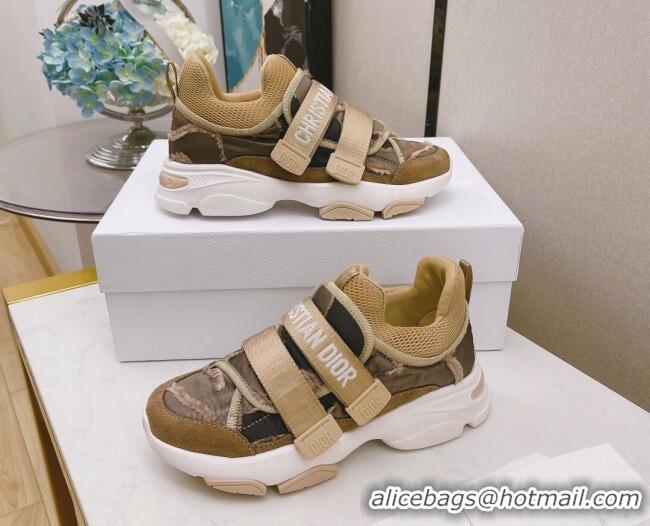 Top Quality Dior D-Wander Sneakers in Beige Camouflage Technical Fabric 111563