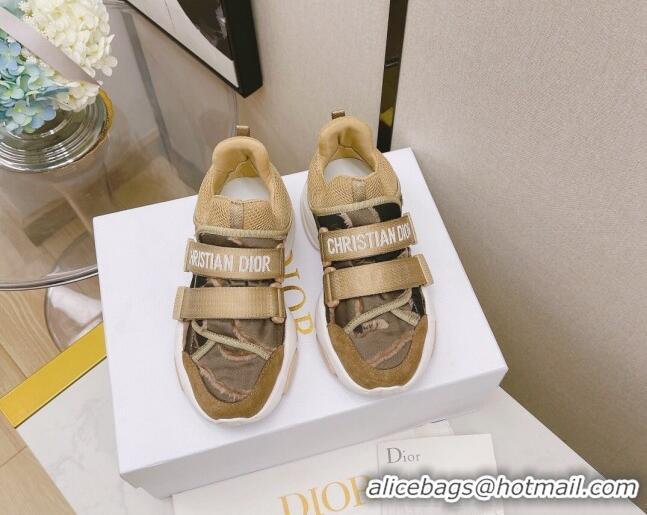 Top Quality Dior D-Wander Sneakers in Beige Camouflage Technical Fabric 111563