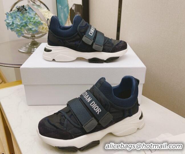 Super Quality Dior D-Wander Sneakers in Camouflage Technical Fabric Black/Blue 111564