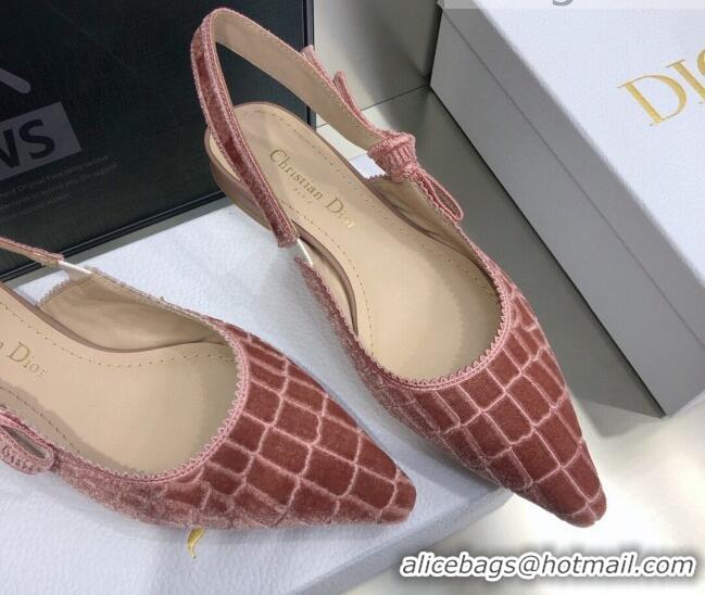 Best Price Dior J'Adior Slingback Ballerina Flat in Pink Crocodile-Effect Embroidered Velvet 111579